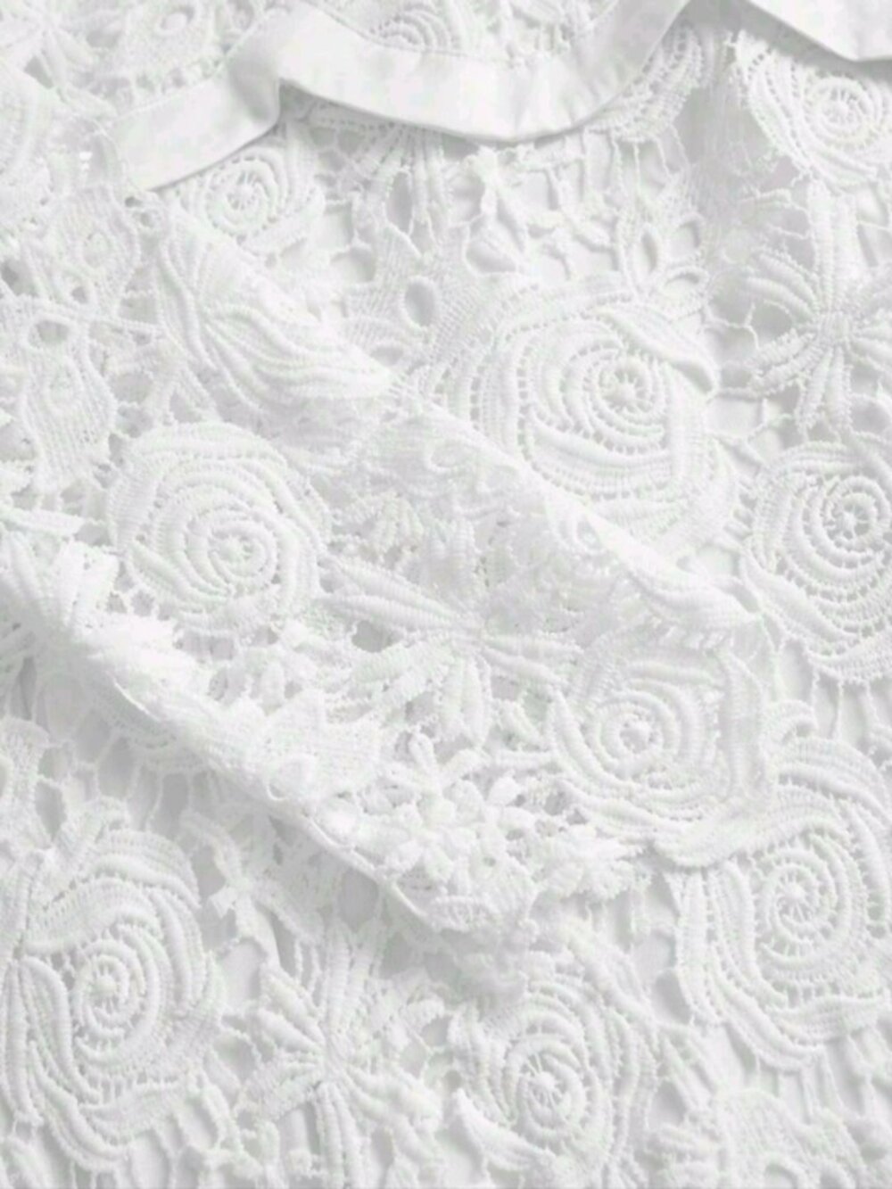 New Floral Embroidered Lace Sheer Mock Neck Scalloped Midi Dress White - Picture 9 of 14